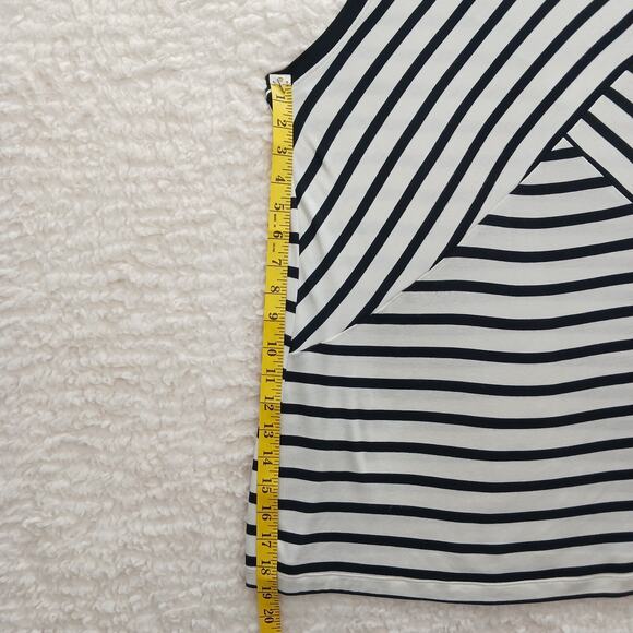 Tank Top Size L Striped Black White Knit Nautical Preppy Sailorcore Cruise Retro - Picture 8 of 13